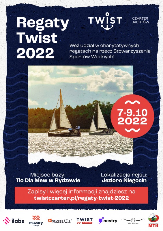 Charytatywne regaty Twist Czarter 2022 w porcie Tło dla Mew