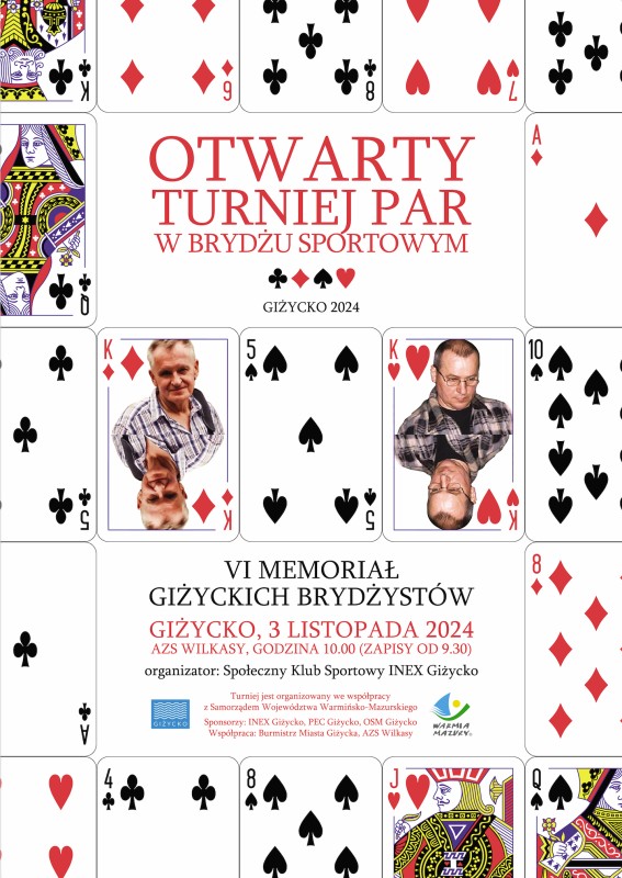 Otwarty Turnieju Par w Brydżu Sportowym w ramach Grand Prix Województwa Warmińsko-Mazurskiego